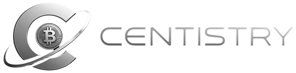 Centistry logo with Bitcoin symbol.