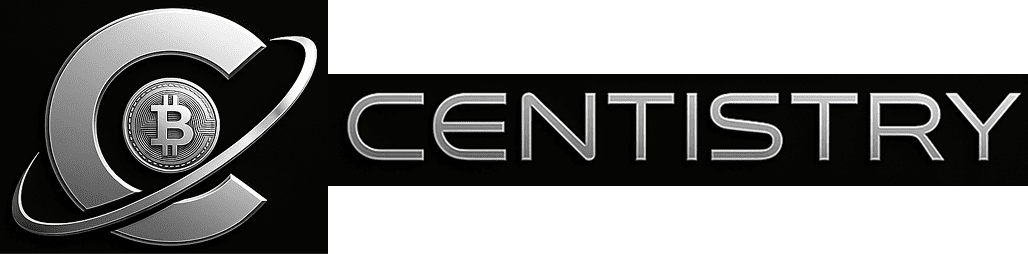 Centistry logo with Bitcoin symbol design.